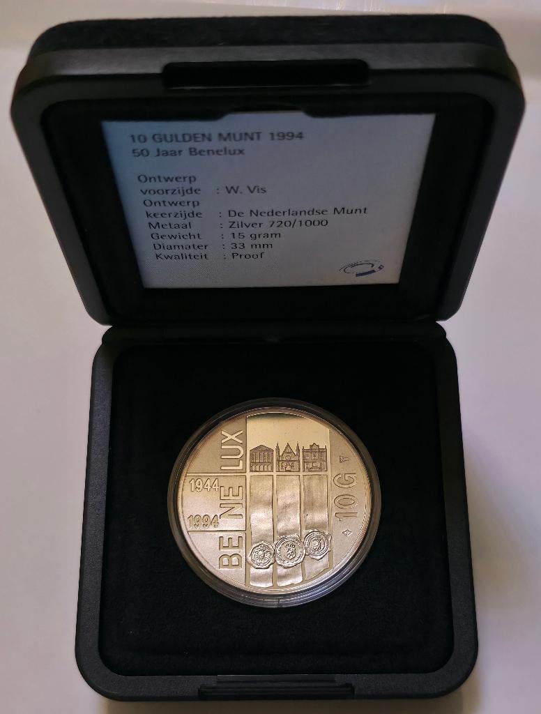 10 Gulden Benelux – Nederland 1994 – 15g .720 Zilver – Proof, Ophalen, Koningin Beatrix, Zilver, Losse munt