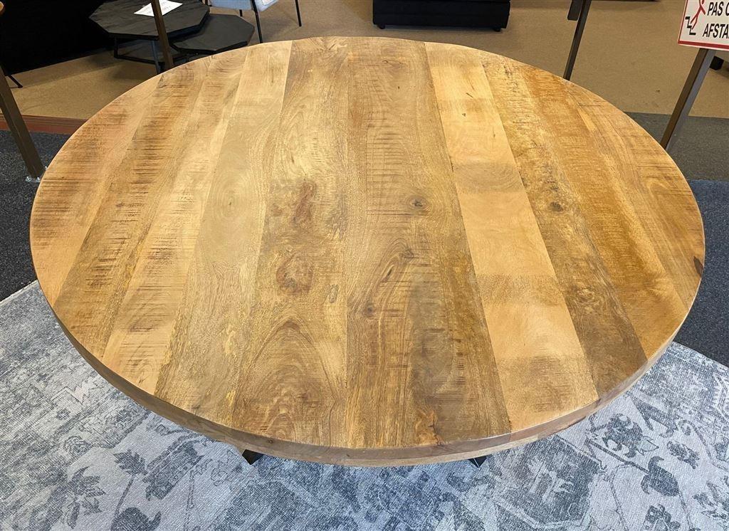 Eettafel mango rond140 met spinpoot Direct/leverbaar E-1856, Huis en Inrichting, Overige houtsoorten, #Eettafel#Rond#Mangohout#Spinpoot#140#110#120#130