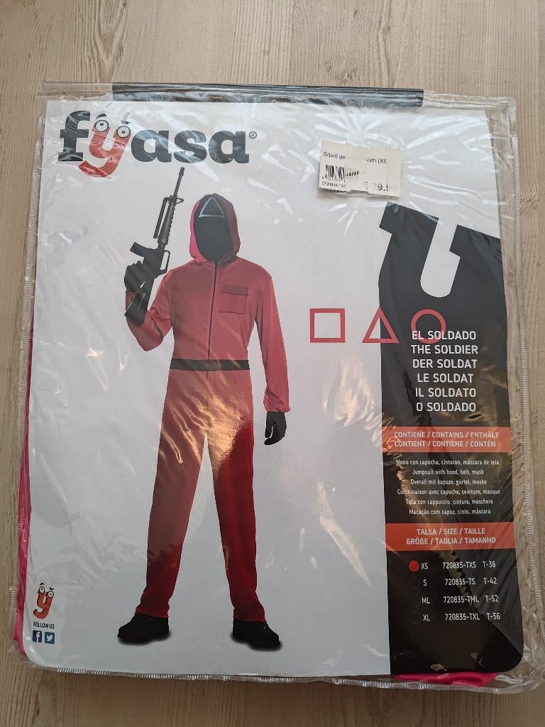 Nieuw Squid Game soldaat kostuum Carnaval XS, Carnaval, Nieuw, Ophalen of Verzenden, Kleding