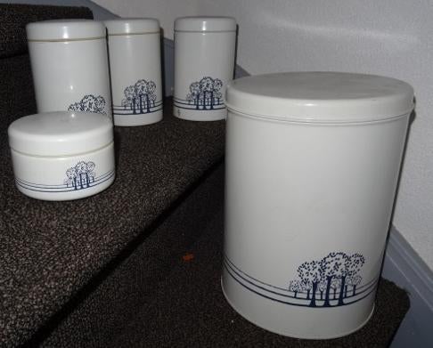 Brabantia blikken met blauwe bomen, Ophalen of Verzenden, Zo goed als nieuw, Overige, Overige merken