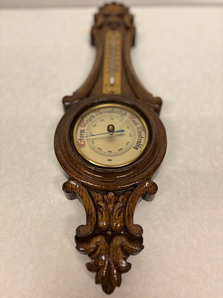Antieke Engelse banjo-barometer – eikenhout – ca. 1880, Ophalen