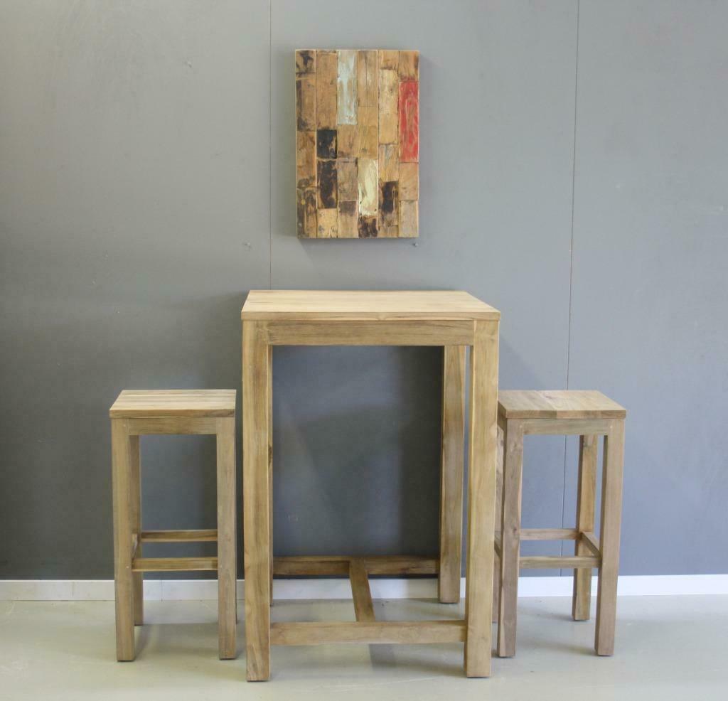 Bartafel van teakhout 70x70cm voordelig bij Indoteak, Ophalen, 50 tot 100 cm, Nieuw, 50 tot 100 cm