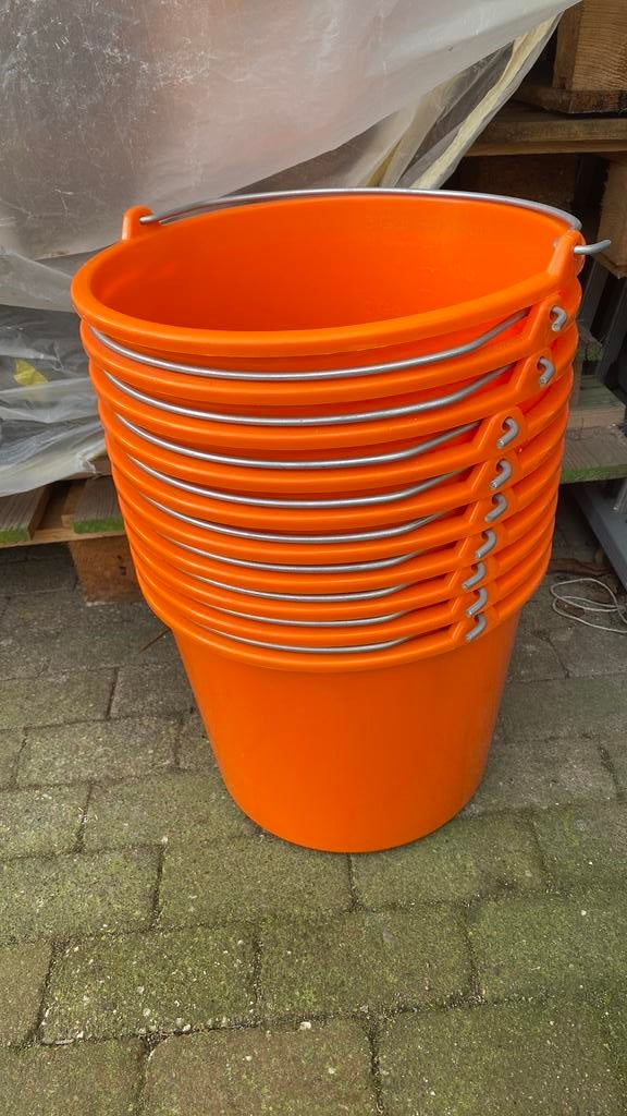 Oranje 12 liter emmer, Huis en Inrichting, Emmers, Ophalen of Verzenden, Nieuw, Kunststof