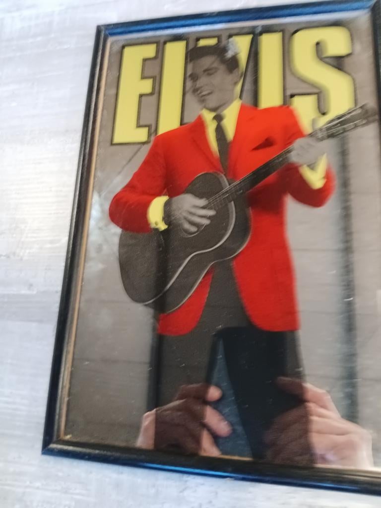 Elvis Presley Print in Lijst, Minder dan 50 cm, Gebruikt, Oorspronkelijke maker, Ophalen of Verzenden