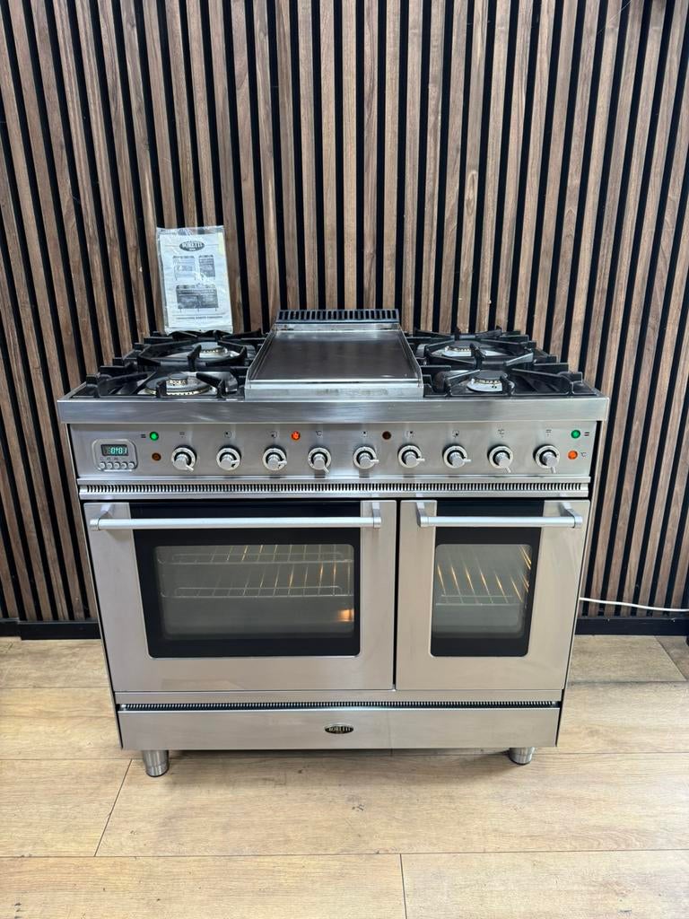 Mooie Rvs Boretti Fornuis 90 cm (Gratis bezorgen), 5258sh, Ophalen of Verzenden, Zo goed als nieuw, Gas