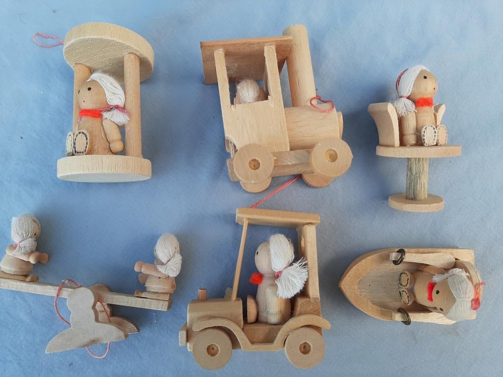 6 houten figuurtjes / jaren 70 / Duitsland/ nieuw/ kerst, Diversen, Kerst, Ophalen of Verzenden, Nieuw