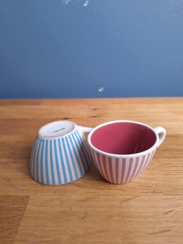 Antieke LBVYR Franse koffiekopjes met craquelé, Ophalen of Verzenden