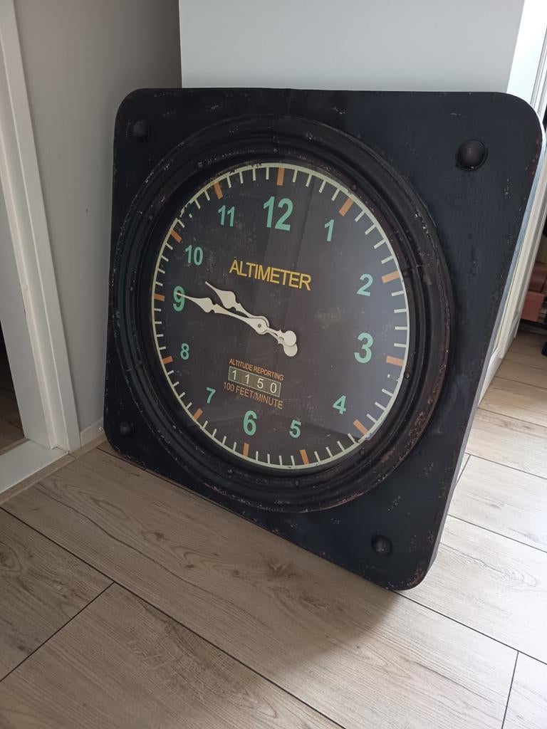 Grote vierkante mat zwarte klok, Ophalen, Wandklok