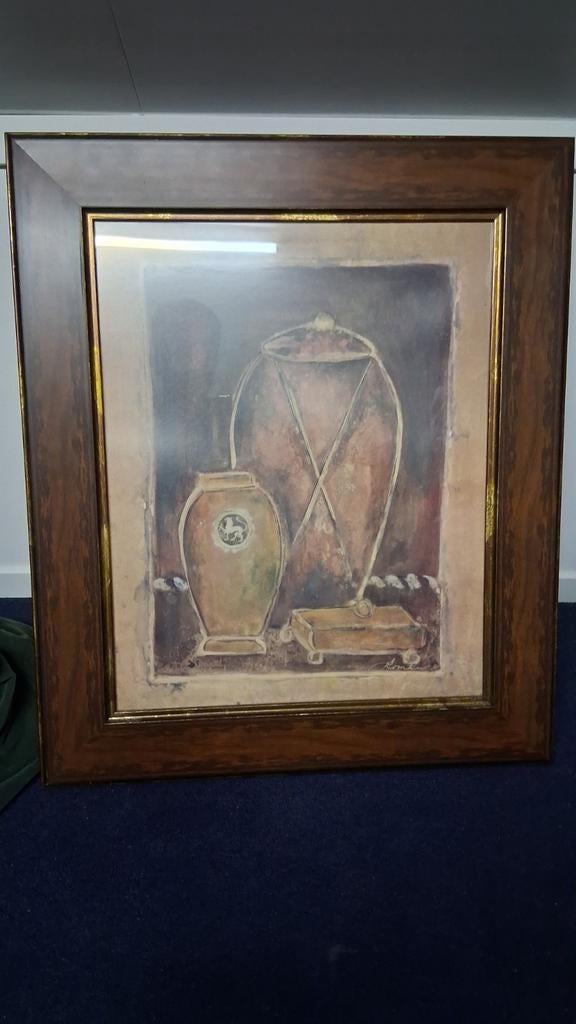 Schilderij met vazen in houten lijst, Antiek en Kunst, Kunst | Schilderijen | Klassiek, Ophalen