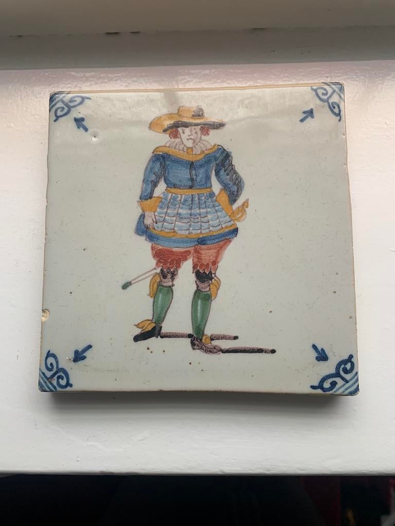 Vintage Delfts Blauw Tegel met Soldaat, Antiek en Kunst, Antiek | Wandborden en Tegels, Ophalen of Verzenden