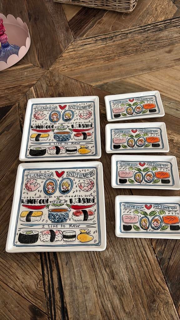 Blond sushi servies, Huis en Inrichting, Woonaccessoires | Onderzetters, Ophalen, Zo goed als nieuw, Bord