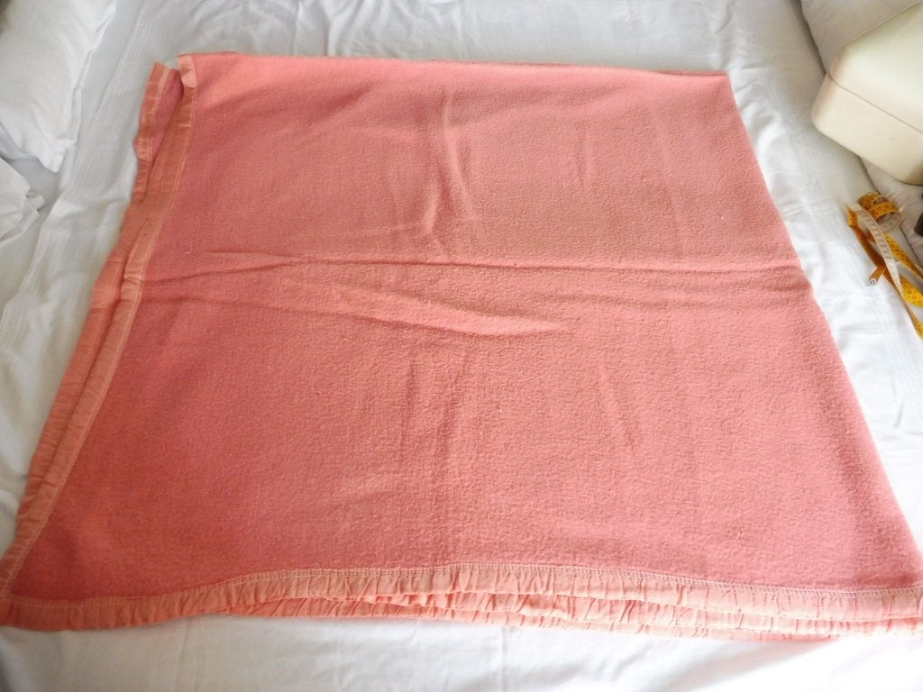 Roze wollen vintage deken 210 x 200 cm wol, Ophalen, Gebruikt