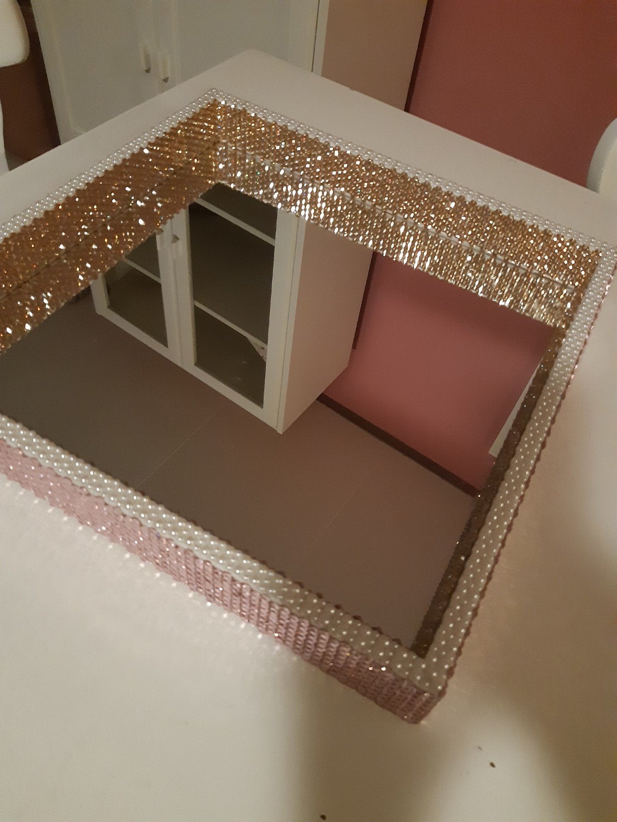 Spiegel met 4500 strassteentjes 40 x 40 cm, Minder dan 50 cm, Vierkant, Nieuw, Ophalen of Verzenden