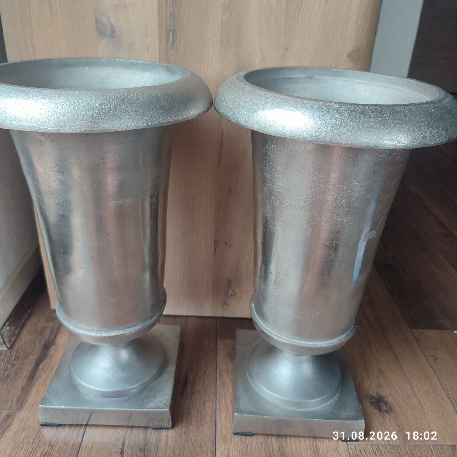 PTMD Aluminium Vaas - Set van 2, Gebruikt, Op voet, Ophalen of Verzenden, 40 cm