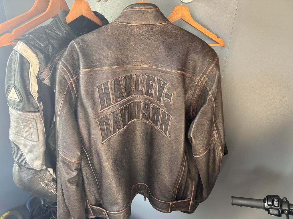 Harley Davidson jas kleding leren jack motor, Kleding | Heren, Ophalen of Verzenden, Zo goed als nieuw, Zwart
