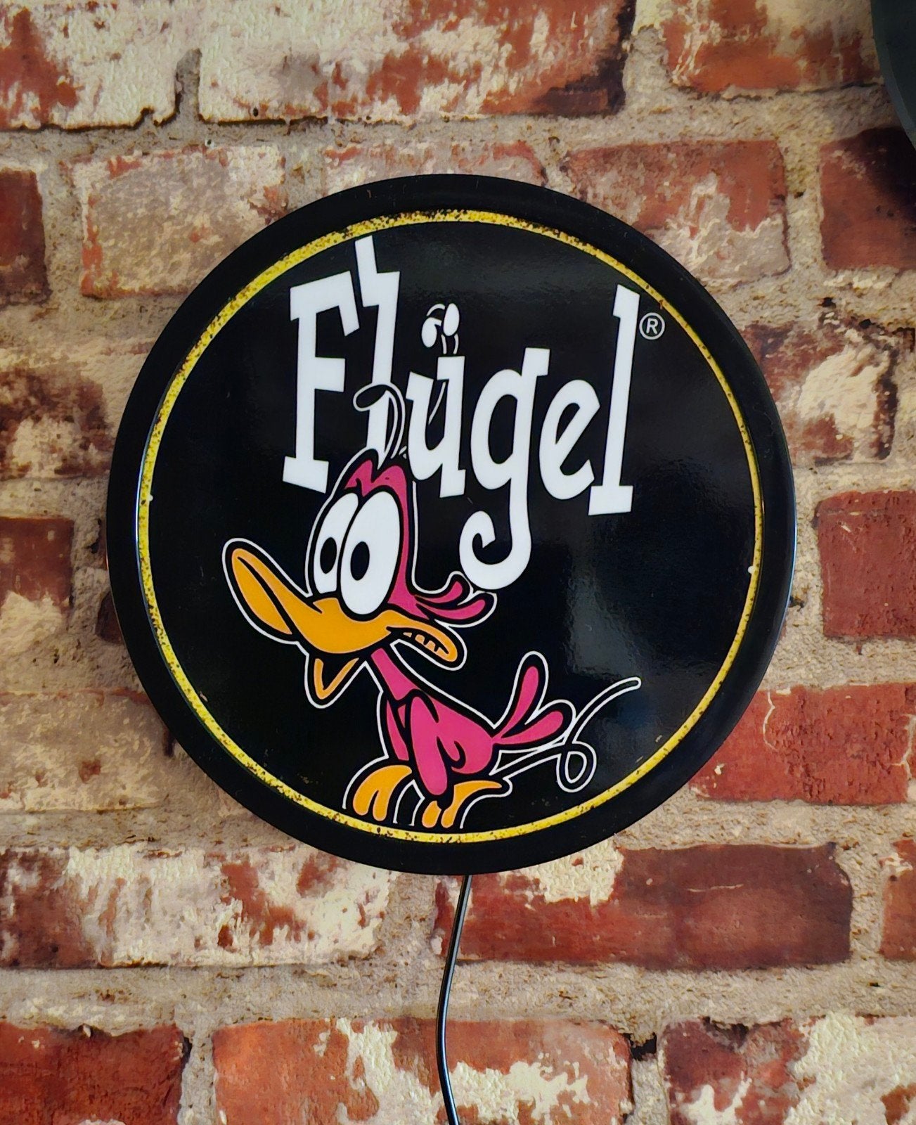 Flügel reclamebord met ledverlichting - 20 cm doorsnede, Verzamelen, Ophalen of Verzenden, Nieuw, Reclamebord