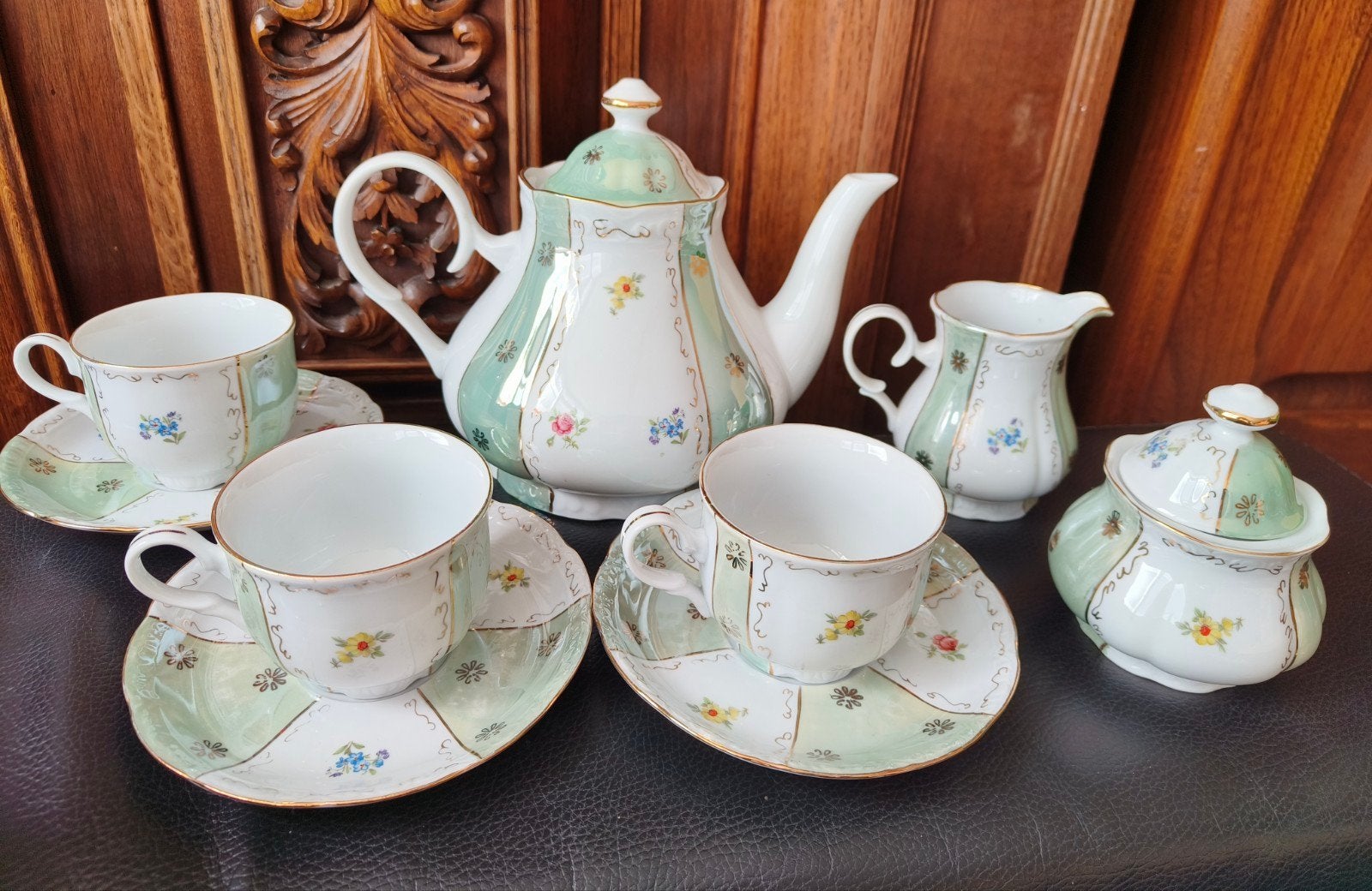 Vintage Apulum Porseleinen Theeservies - 6-delig, Ophalen of Verzenden