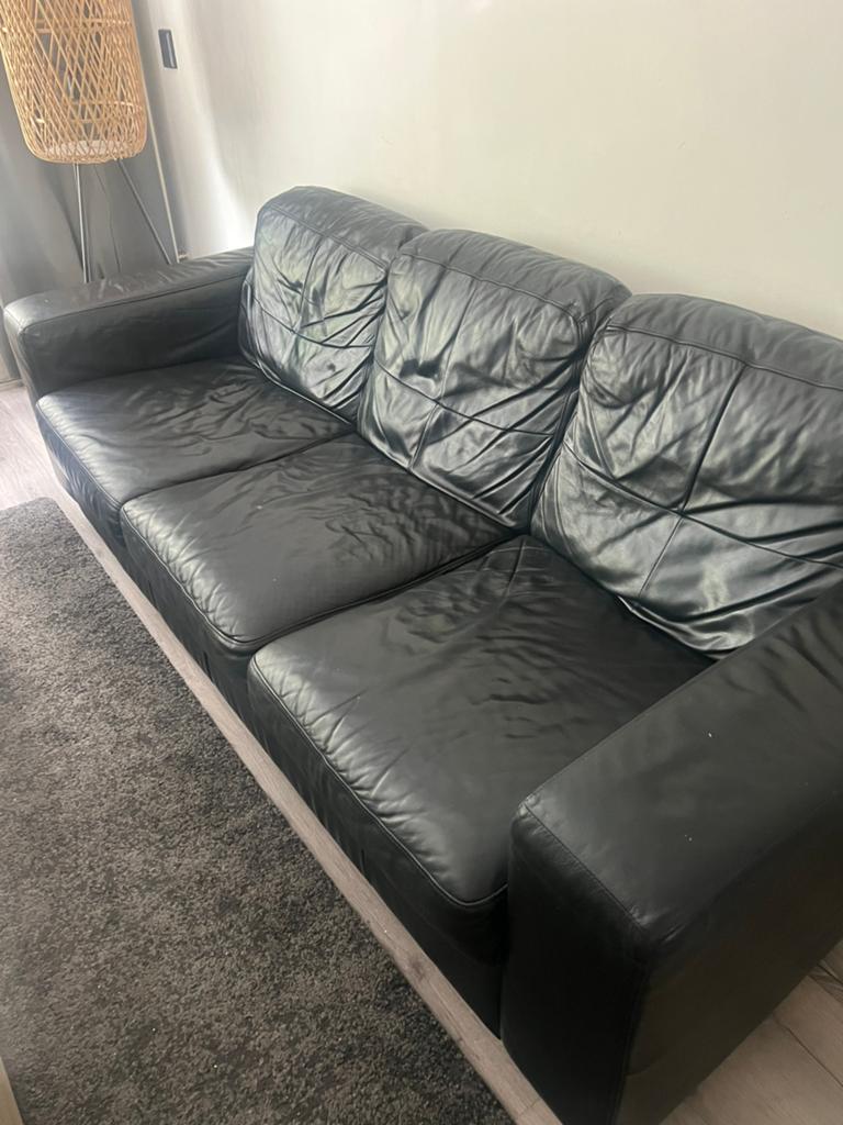 Bankstel zwart twee zits en driezits, Ophalen, Gebruikt, 75 tot 100 cm