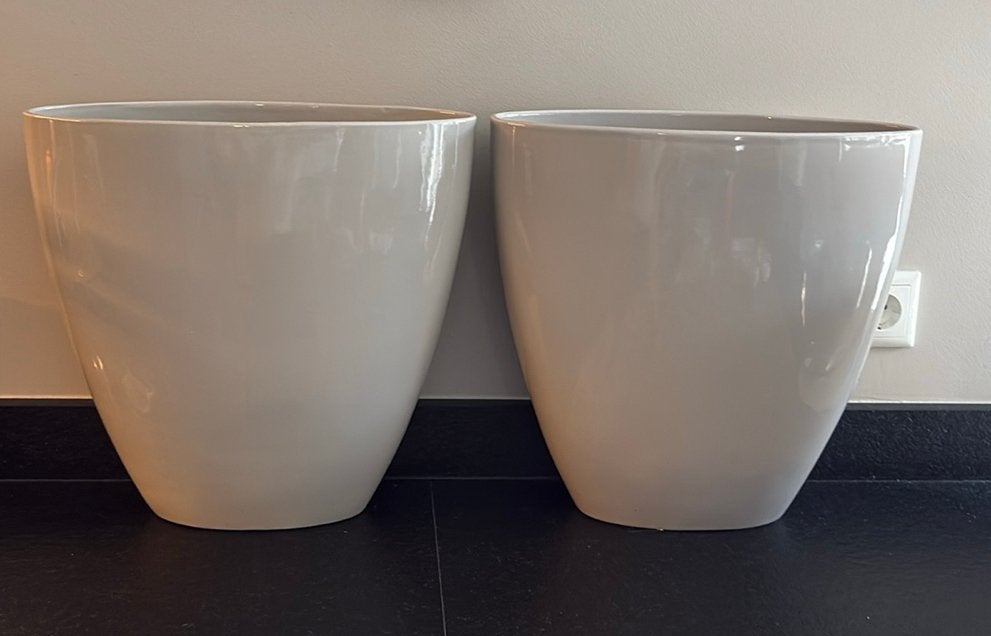 Set van 2 stijlvolle vazen - Beige/Grijs, Huis en Inrichting, Woonaccessoires | Vazen, Ophalen, Beige, Zo goed als nieuw, Geschikt voor droogbloemen