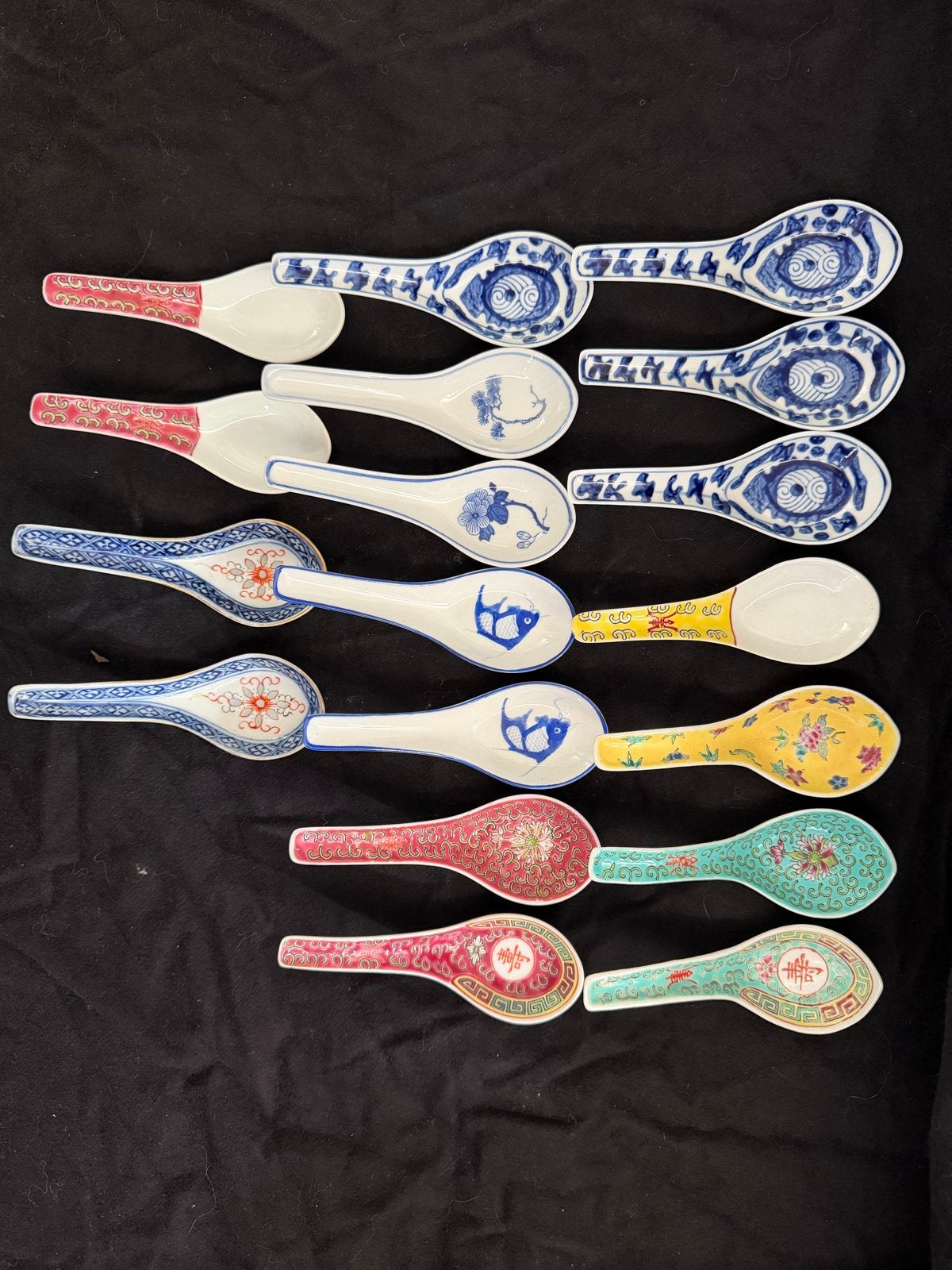 Set van 15 Chinese porseleinen soeplepels, diverse decors, Verzenden