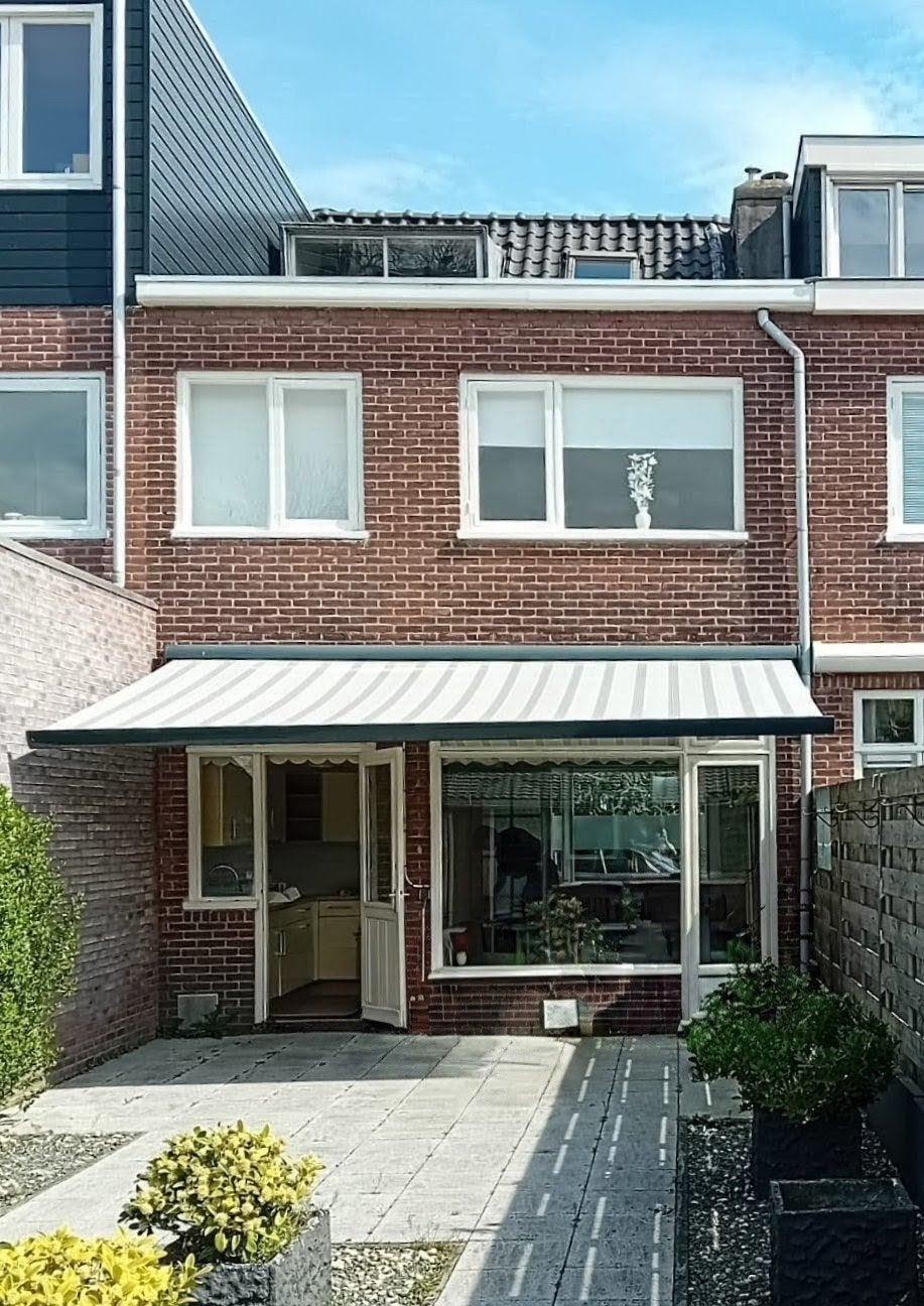Mooi elektrisch zonnescherm antraciet 4m80 x 3m, Ophalen, 450 cm of meer, Elektrisch, Zo goed als nieuw