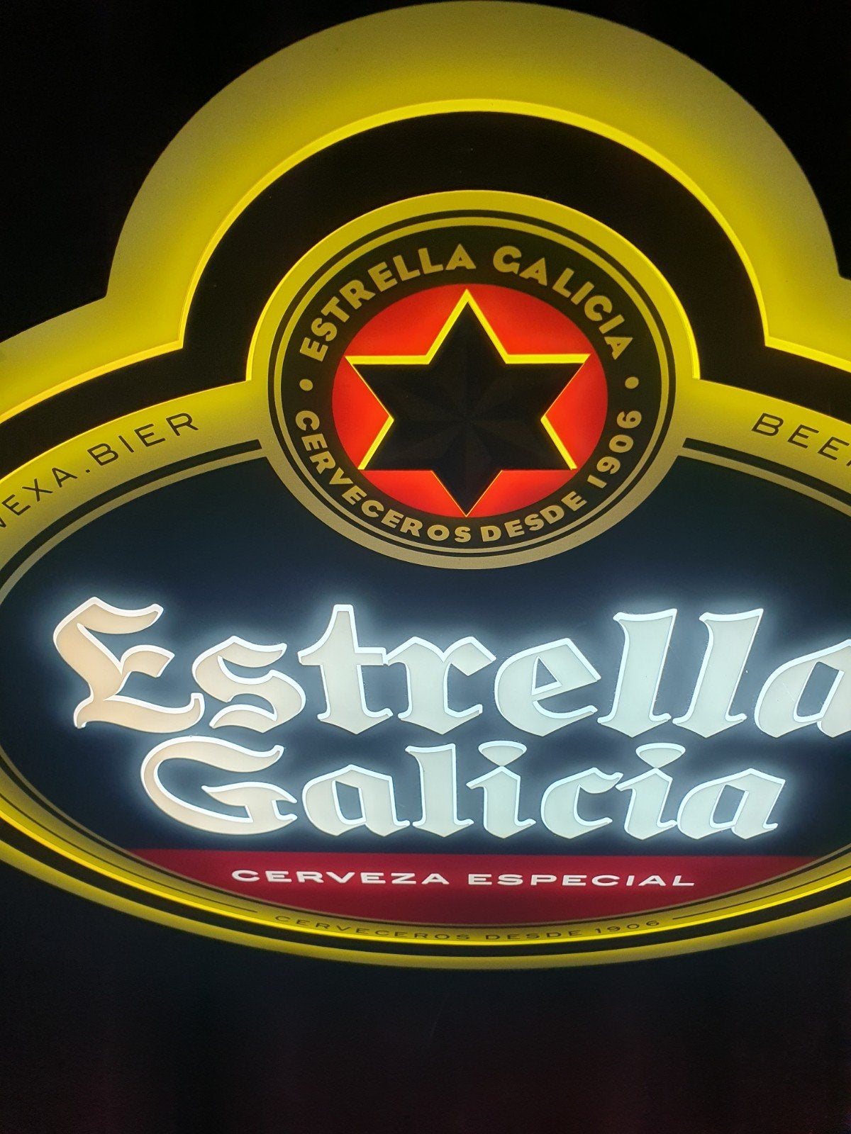 Lichtreclame Estrella Galicia, Ophalen of Verzenden, Gebruikt, Lichtbak of (neon) lamp