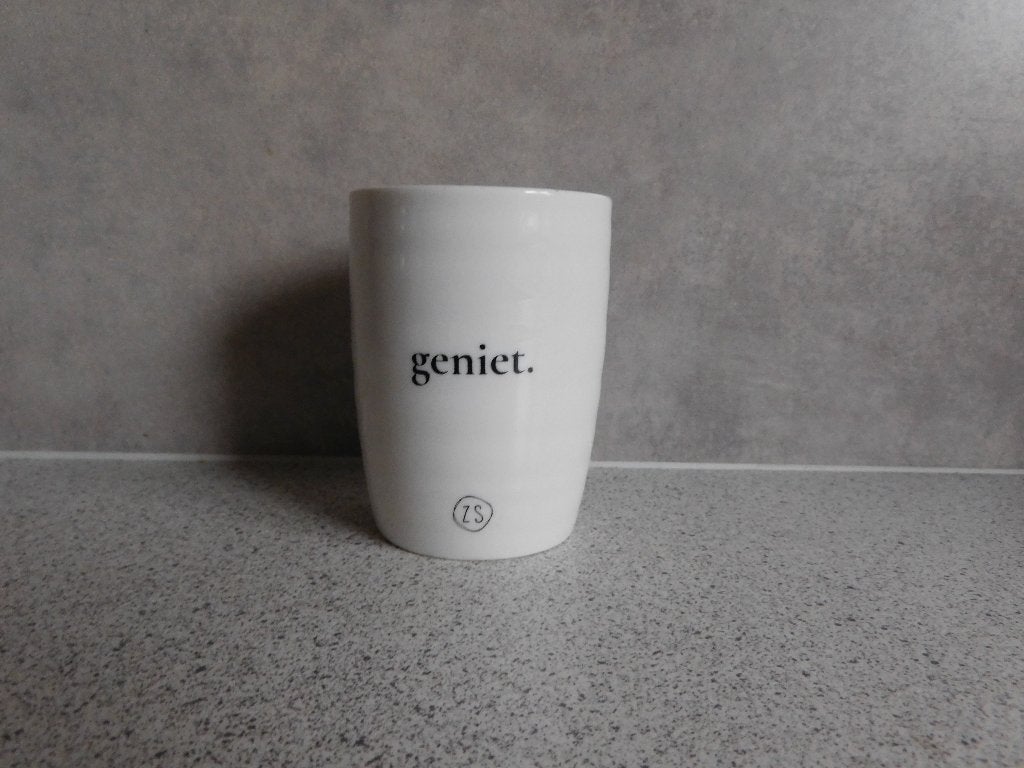 Zusss Mok 'geniet' - 180 ml, 9,5x8 cm, Overige merken, Keramiek, Zo goed als nieuw, Modern