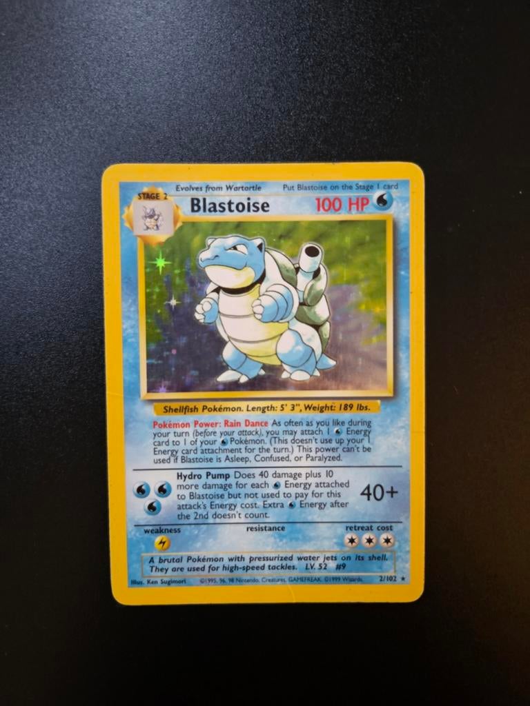 Blastoise 2/102 Pokemon Base holo, Hobby en Vrije tijd, Verzamelkaartspellen | Pokémon, Gebruikt, Booster, Foil, Ophalen of Verzenden