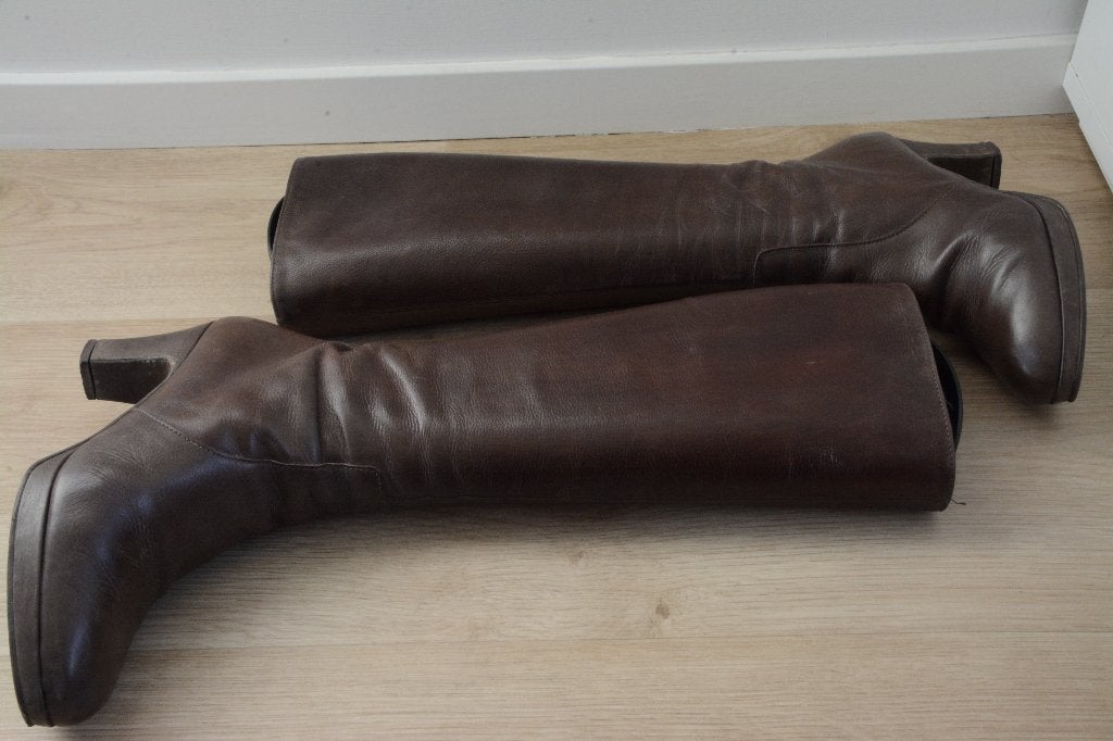 Leren laarzen | maat 38,5 | kleur taupe, Hoge laarzen, Overige kleuren, Ophalen of Verzenden, Zo goed als nieuw