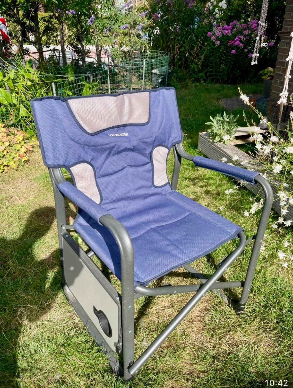 2x Vrijbuiter campingstoel -visstoel met inklapbaar tafeltje, Ophalen of Verzenden, Zo goed als nieuw, Campingstoel