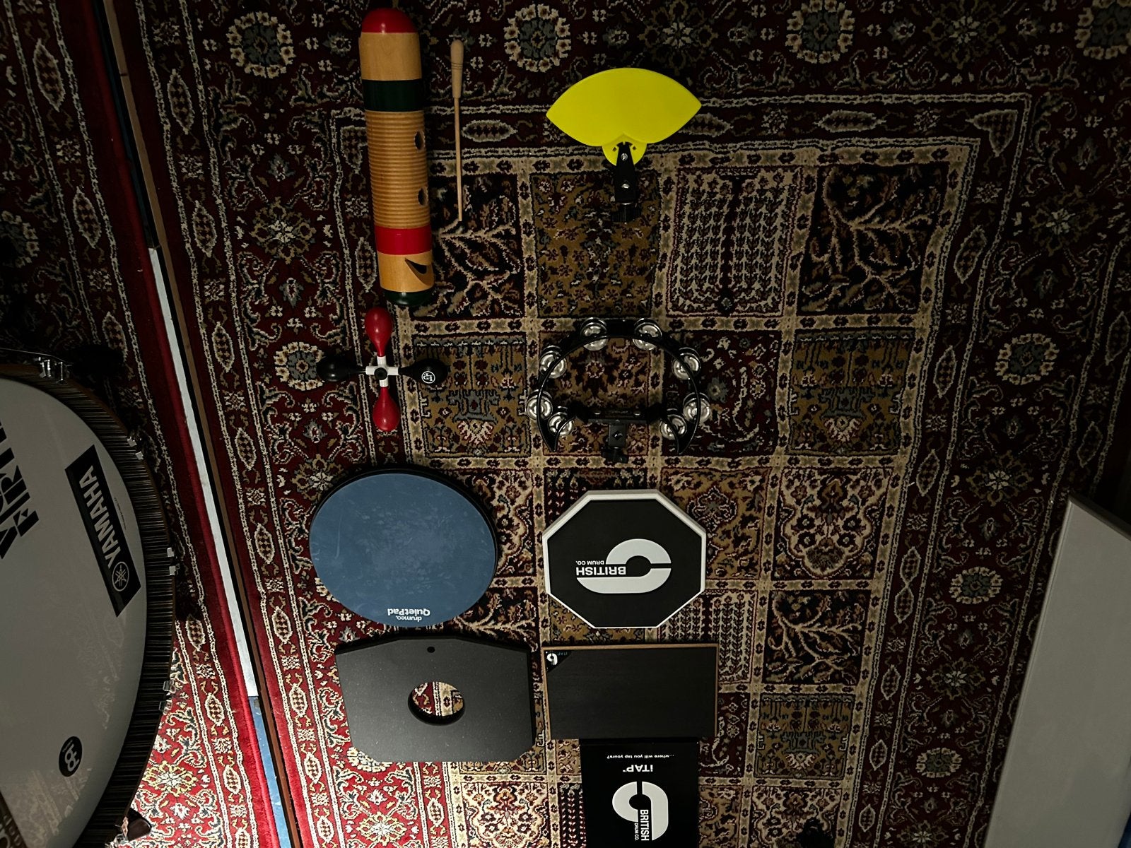 Diverse drumaccessoires: Guiro, woodblocks, tamboerijn en me, Ophalen, Gebruikt