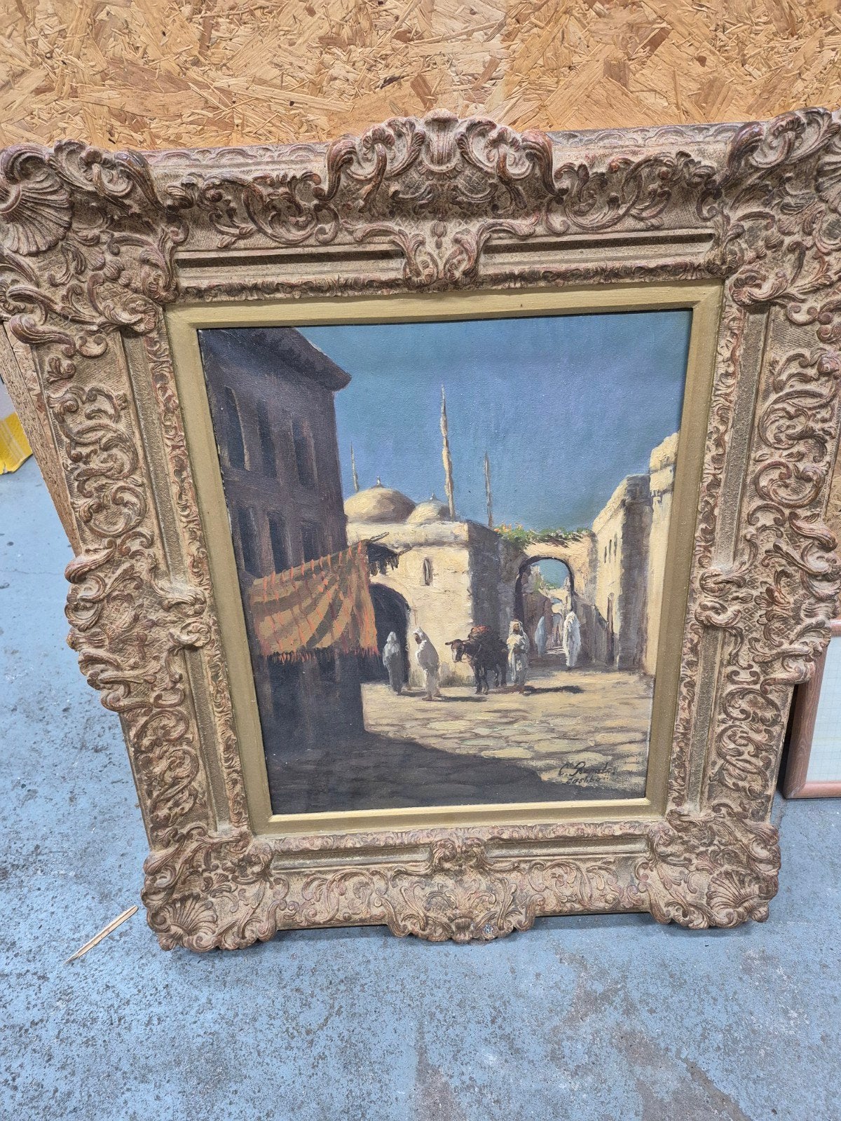 Oosters tafereel schilderij in sierlijke lijst, Ophalen