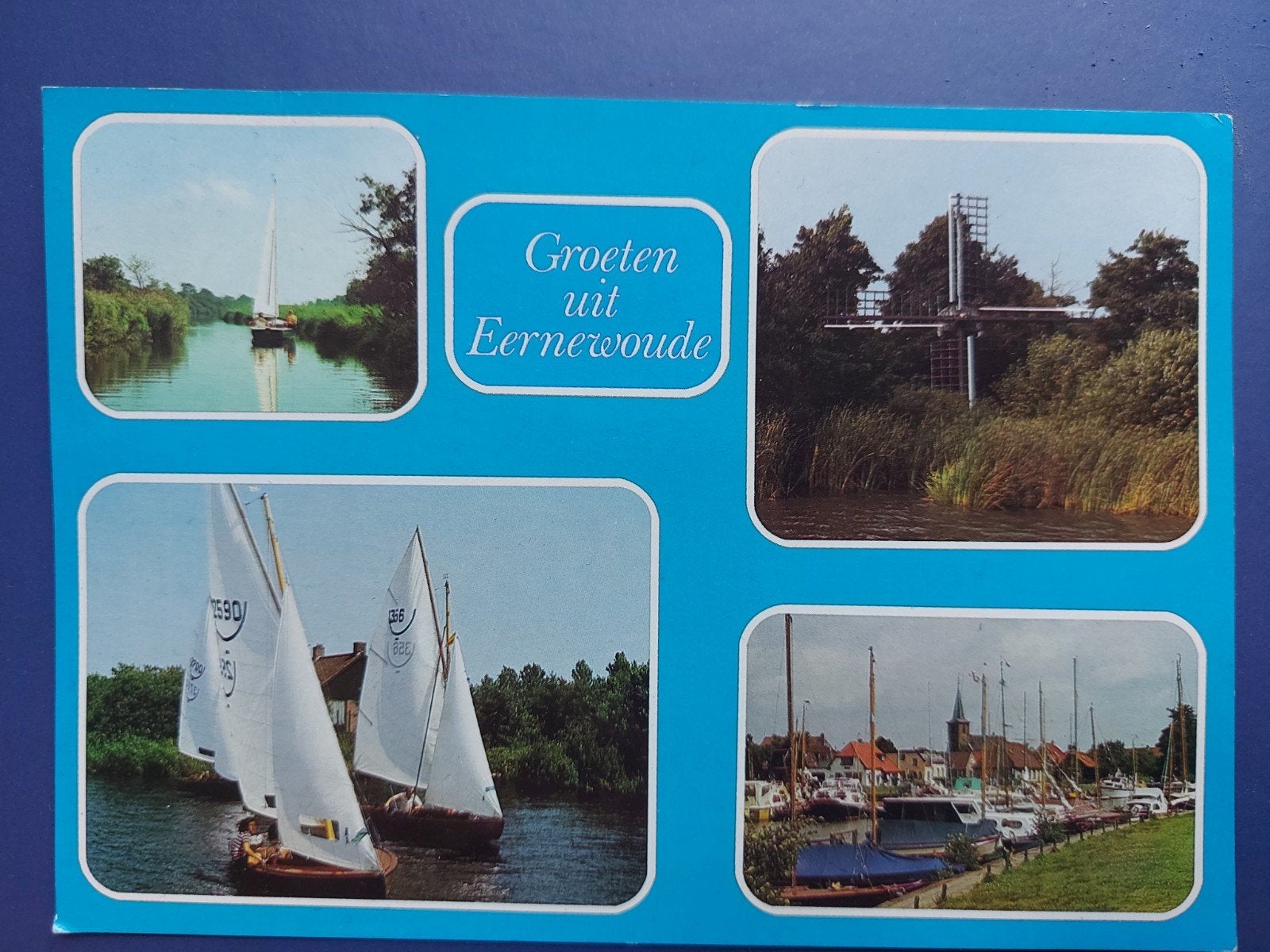 Ansichtkaart Eernewoude, Friesland - Zeilen, haven en molen, Ophalen of Verzenden, 1960 tot 1980, Gelopen, Friesland