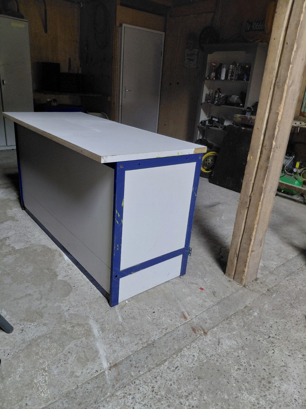 Stevige werkbank met stalen frame, ook als bar te gebruiken, Ophalen of Verzenden, Gebruikt, 170 cm of meer