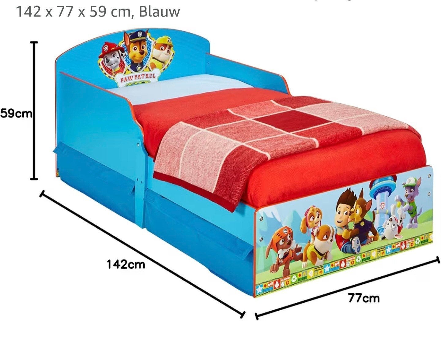peuterbed paw patrol, Kinderen en Baby's, Ophalen, 70 tot 85 cm, 140 tot 160 cm, Zo goed als nieuw