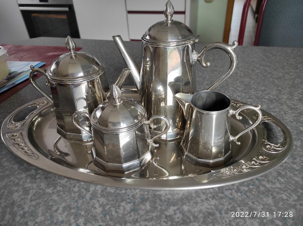verzilverd antiek koffieservies, Ophalen of Verzenden