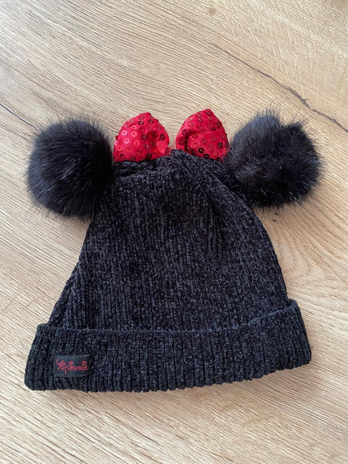 Disney Minnie Mouse wintermuts zwart met pompons –universeel, 134 t/m 140, Meisje, Ophalen of Verzenden, Zo goed als nieuw