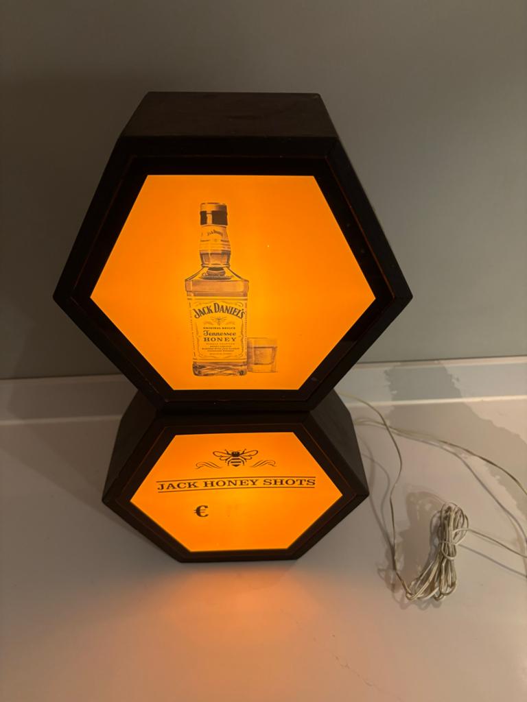 Jack Daniel's Honey Lichtbak Reclamelamp - Set van 2, Verzenden, Gebruikt, Lichtbak of (neon) lamp