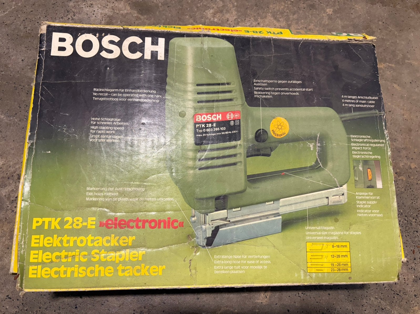 Bosch PTK 28-E elektrische tacker, Doe-het-zelf en Verbouw, Gereedschap | Boormachines, Ophalen, Gebruikt