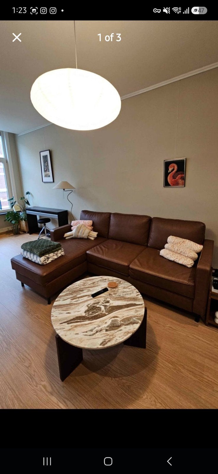Leren hoekbank van Maisons du Monde met opbergruimte, Modern, Comfortabel, 250 tot 300 cm, Gebruikt, Kunststof