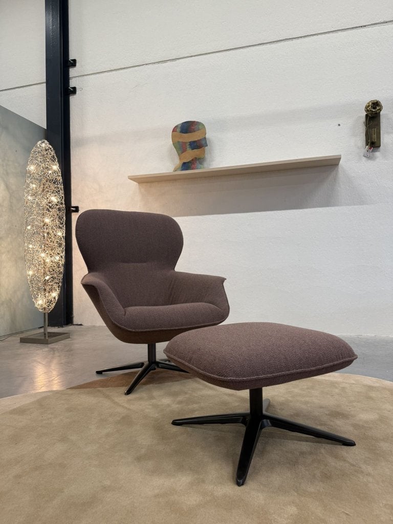 Nieuw Pode Flare draai fauteuil met poef stof design stoel, Huis en Inrichting, Fauteuils, Leolux, Info@leolux.nl, Nieuw, 75 tot 100 cm