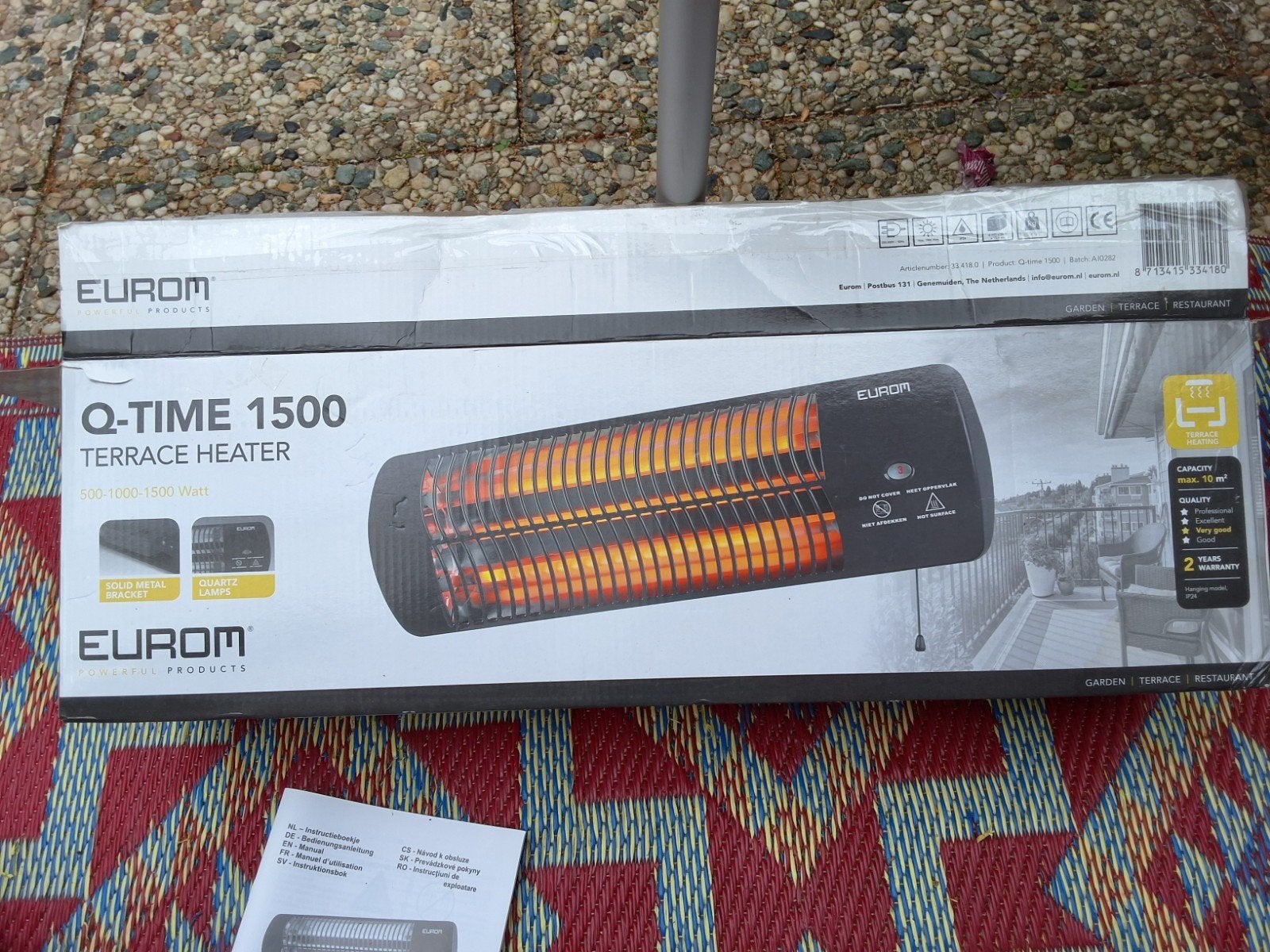 Eurom Q-time 1500 terras heater, Draaibaar, Nieuw, Wand, Ophalen