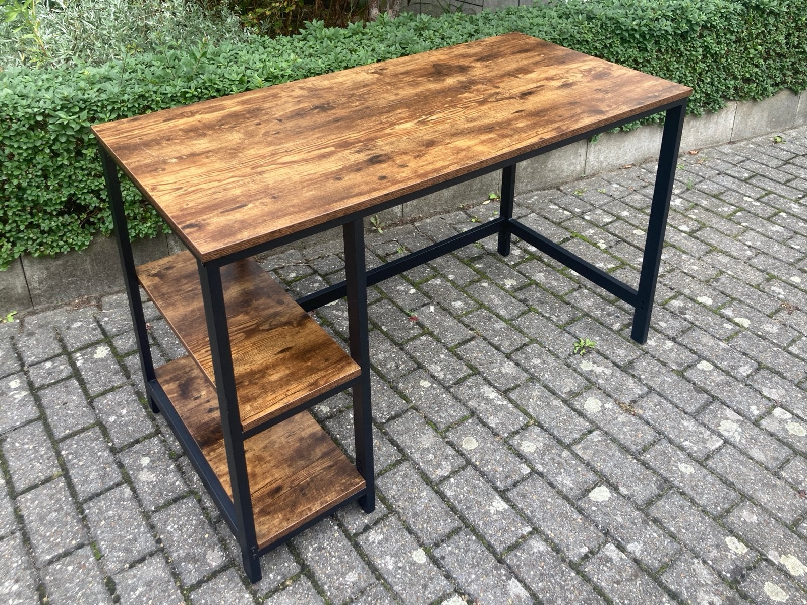 Industrieel bureau met opbergruimte - Hout & Metaal, Ophalen, Opbergruimte, 120 cm, Hout