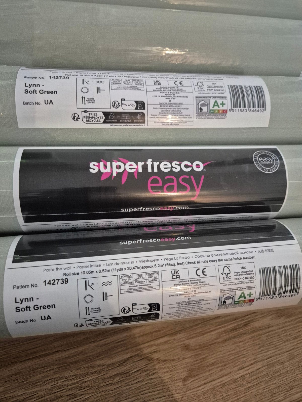 Superfresco Easy Vliesbehang Lynn - 6 rollen - Soft Green, Ophalen, Modern, 25 tot 50 m², Vliesbehang