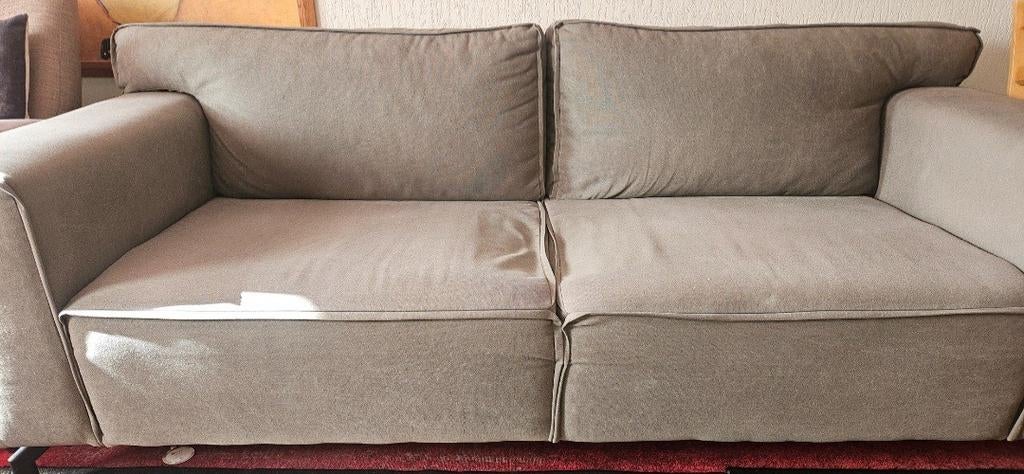 Beige comfortabel 3-persoons Bankstel., Huis en Inrichting, Banken | Bankstellen, Ophalen, Gebruikt, Driepersoons, 75 tot 100 cm