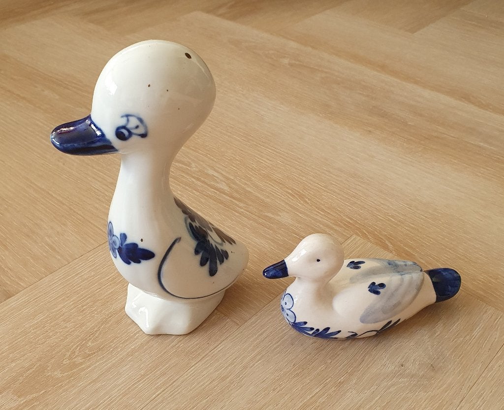 Vintage Delfts Blauw eendjes set - handgeschilderd, Antiek en Kunst, Ophalen of Verzenden