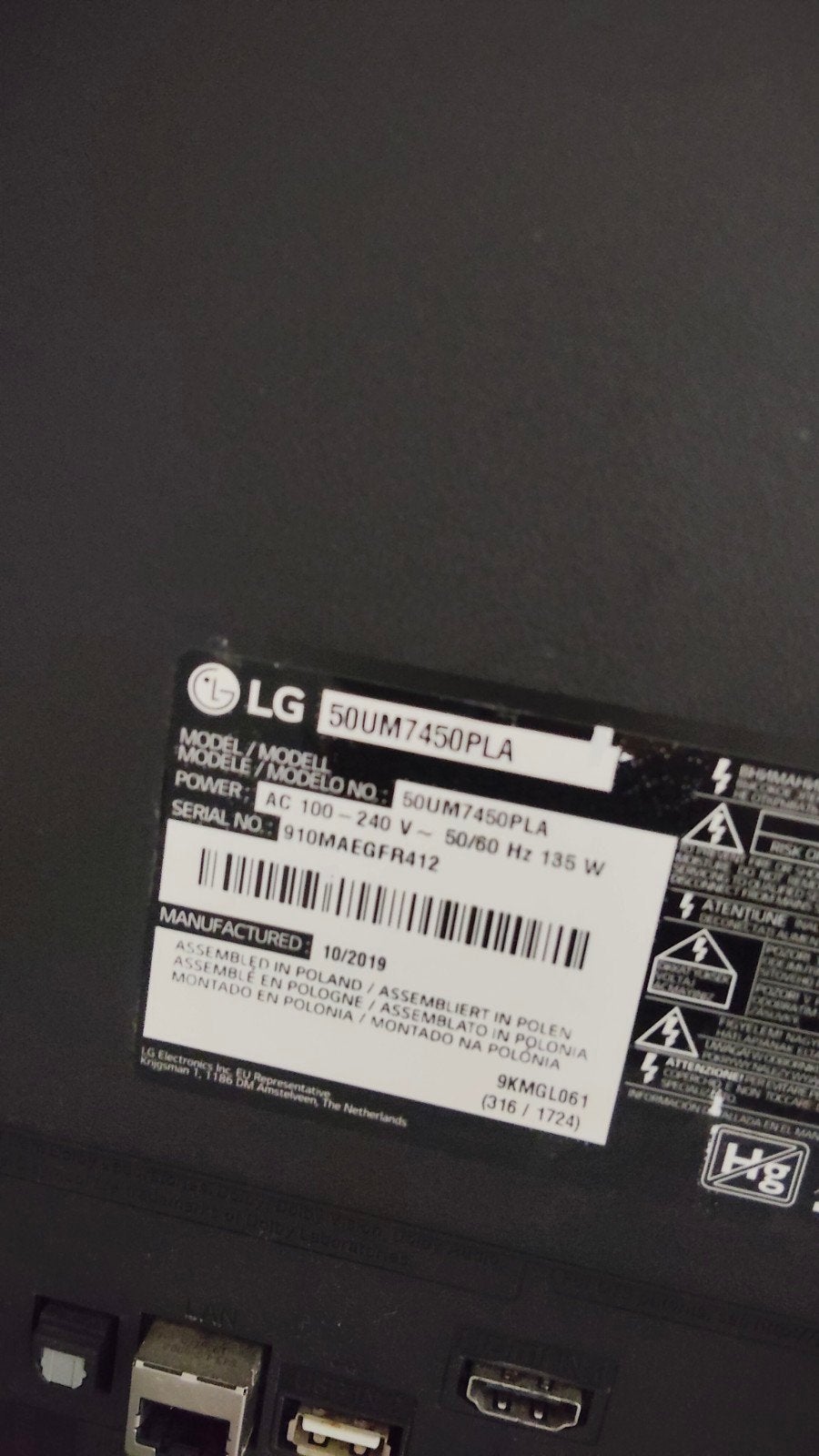 Foto 2 van LG 50" 4K Smart TV - 50UM7450PLA - Scherm Defect