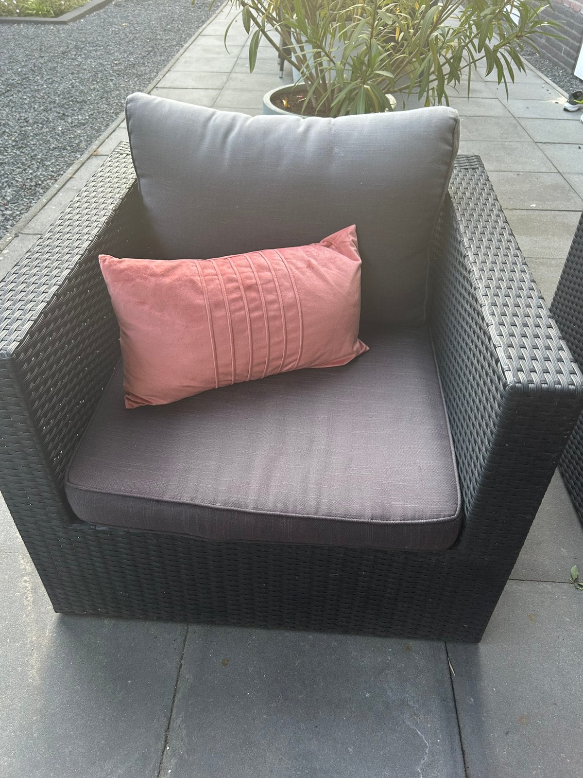 Rattan loungeset loungestoelen fauteuils met tafel, Gebruikt, Bijzettafel, Loungeset, Wicker