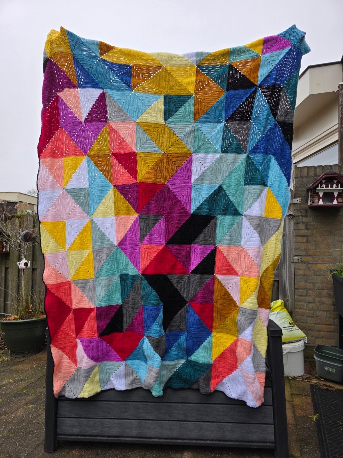Gehaakte deken/sprei/plaid Tessellation lente., Ophalen of Verzenden, Zo goed als nieuw, Haken, Overige typen