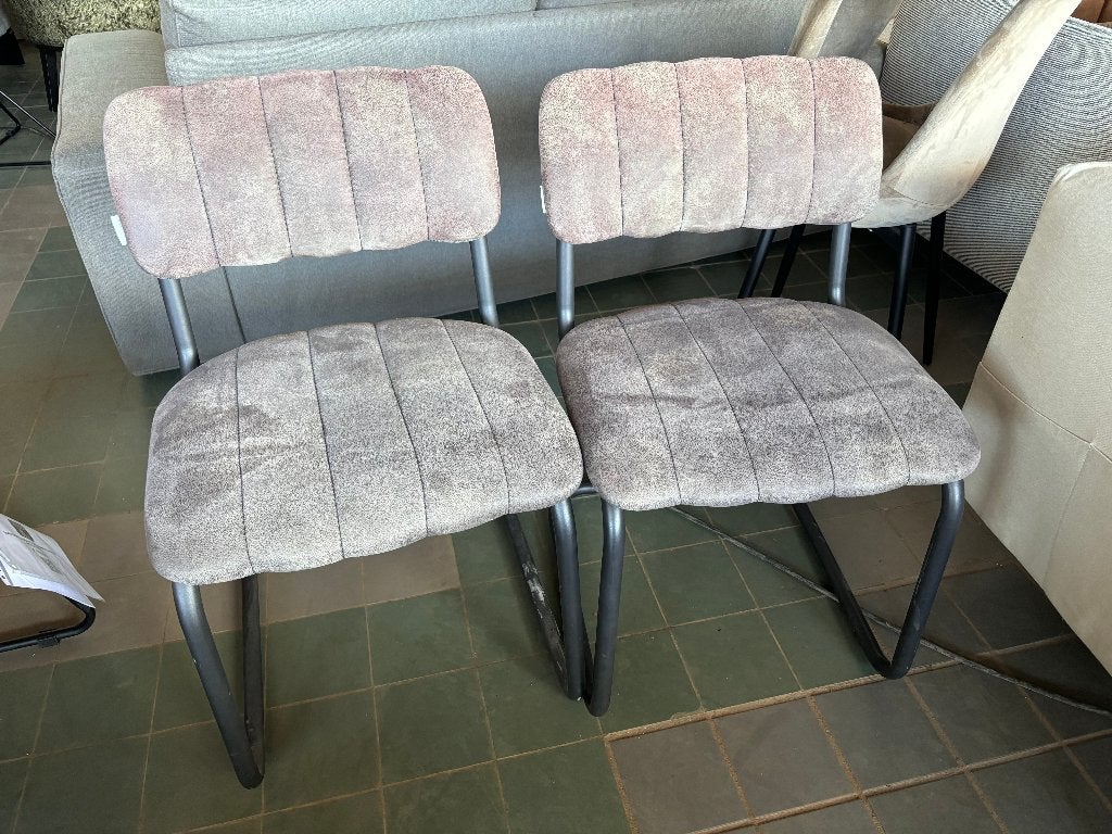 DTP Design Stoelen Velvet Buisframe Grijs Taupe Set